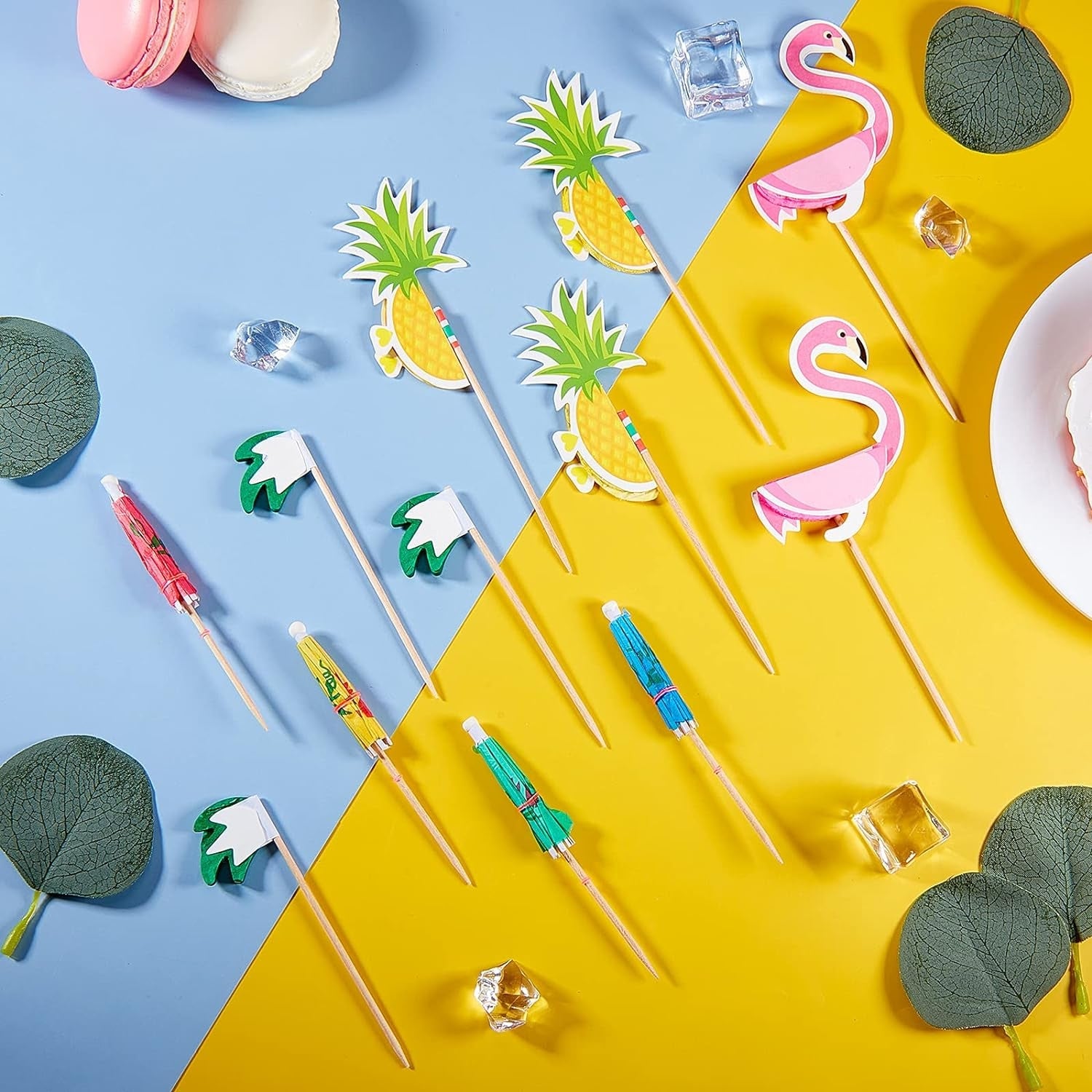 Cocktail Dekoration 60 Stücke Cocktailspieße 3D Flamingo Ananas Schirmstäbchen
