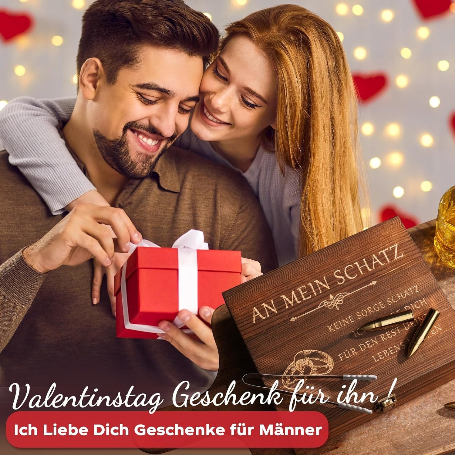Whiskey Geschenkset Geschenke für Männer Inkl. 2 Whiskeygläser 6 Whiskeysteine in gravierter Holzbox valentinstag geschenk für ihn