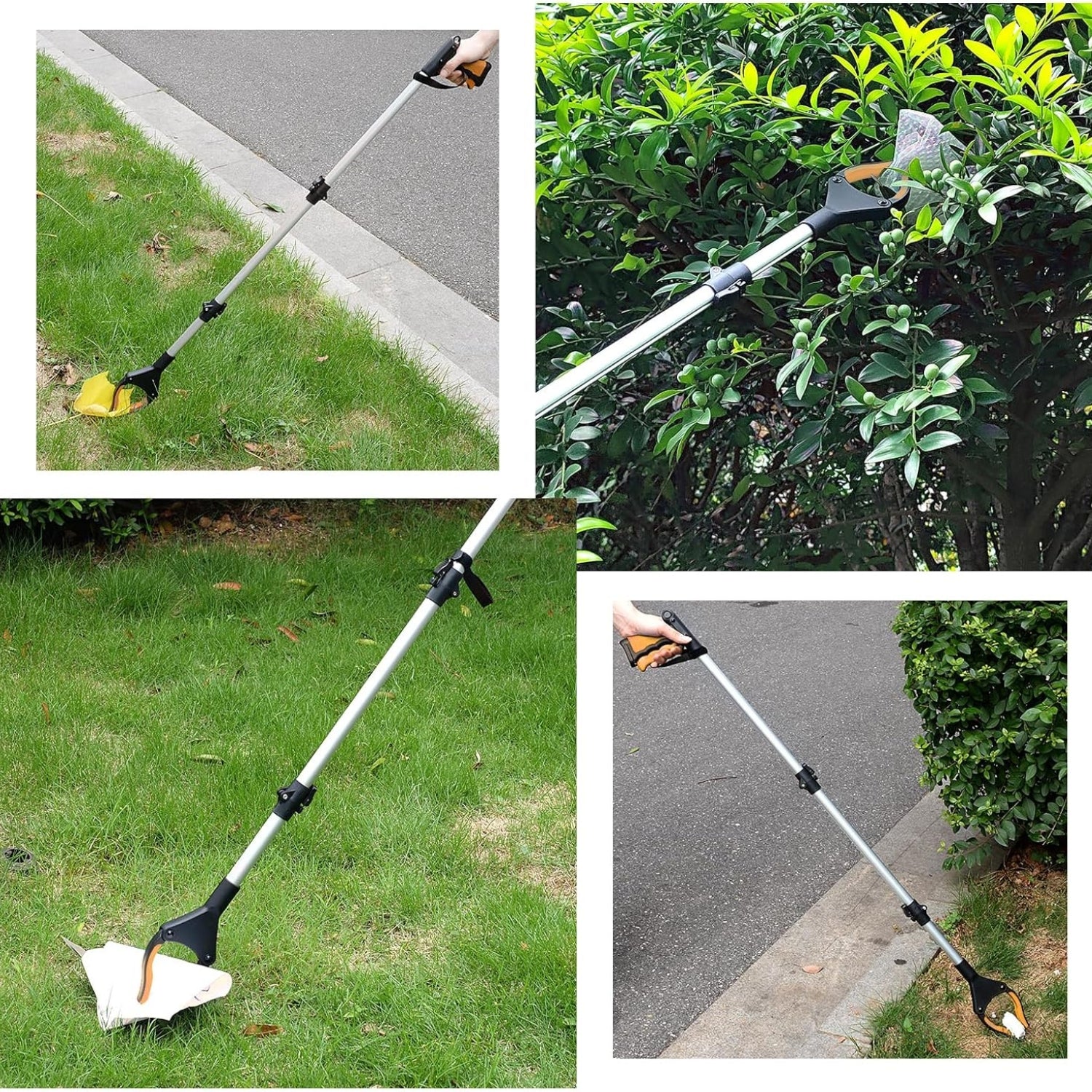 Greifzange für Senioren 108cm Folding Greifzange Magnetarm 360° Drehbar Orange