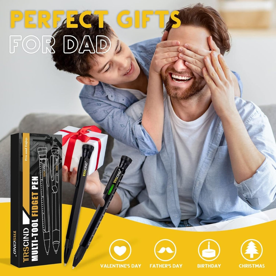 2er Set Multitool Stressabbau Stift Weihnachtsgeschenke für Männer Papa Ehemann Coole Gadgets Geburtstag Jahrestag Lustige Kugelschreiber für Freund