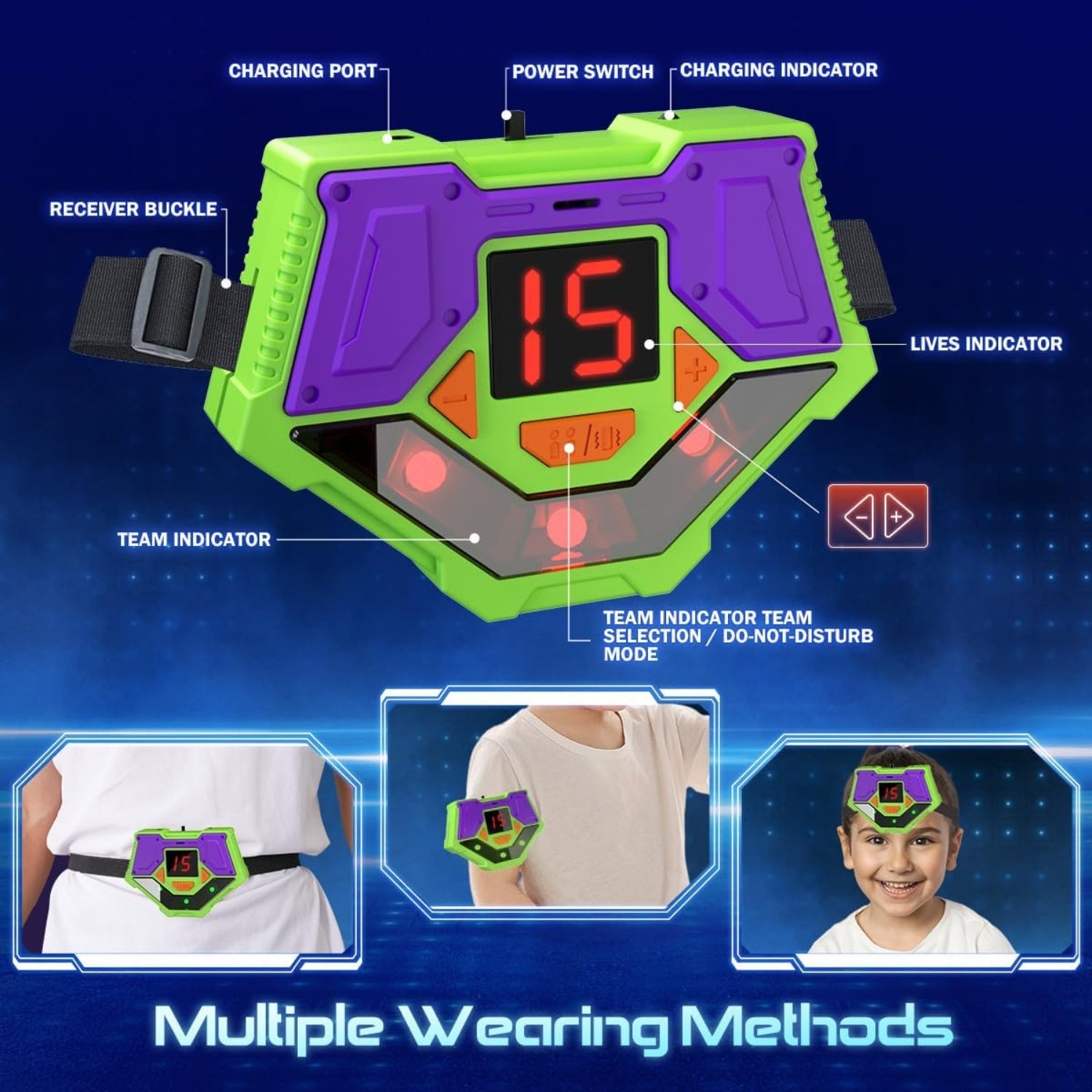 Premium Lasertag Set Kinder Laser Tag Wiederaufladbares 4 Pack mit Empfängern