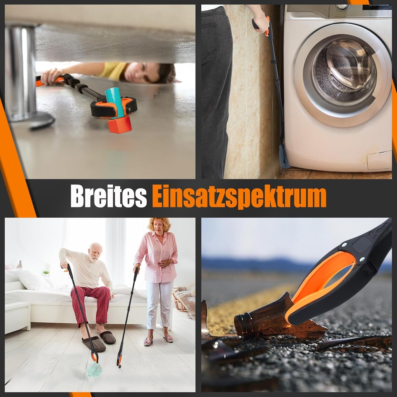 2 x Müllzange Greifzange 100 x 80 cm Faltbare Müllgreifer Drehbar Greifzange