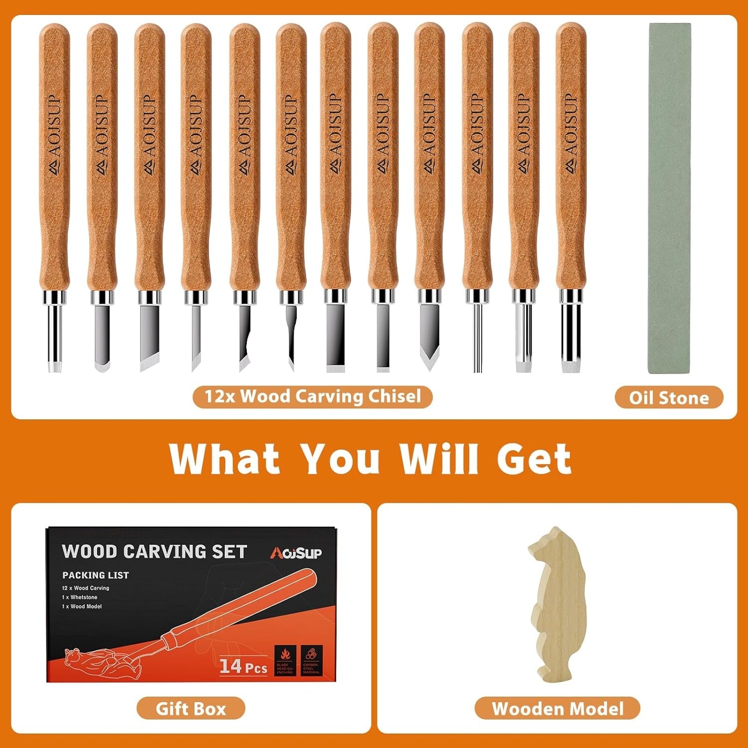 Schnitzwerkzeug Set Holz Schnitzset 14 tlg 12 Schnitzmesser Schleifsteine