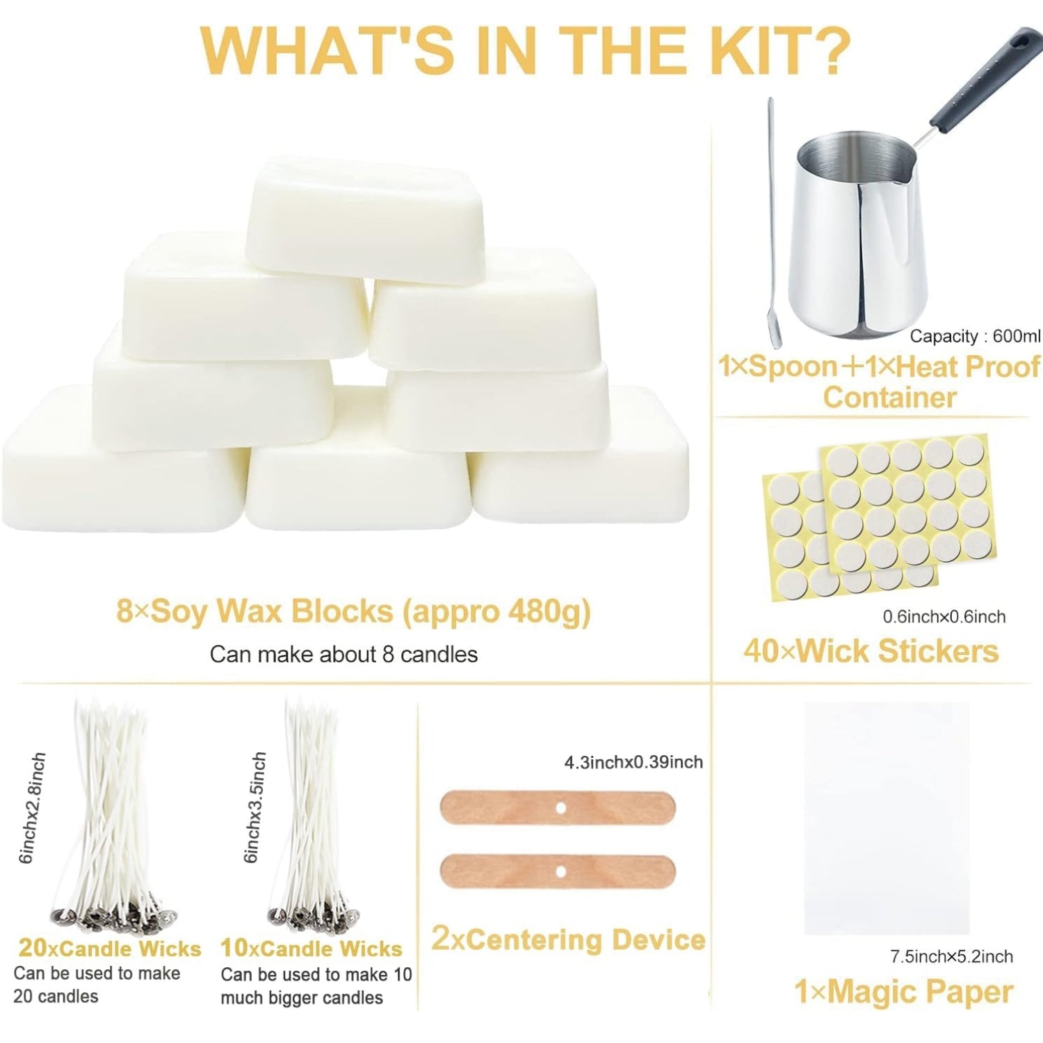 DIY Kerzen Gießen Set 480g Sojawachs Kerzenherstellung Kit Erwachsene