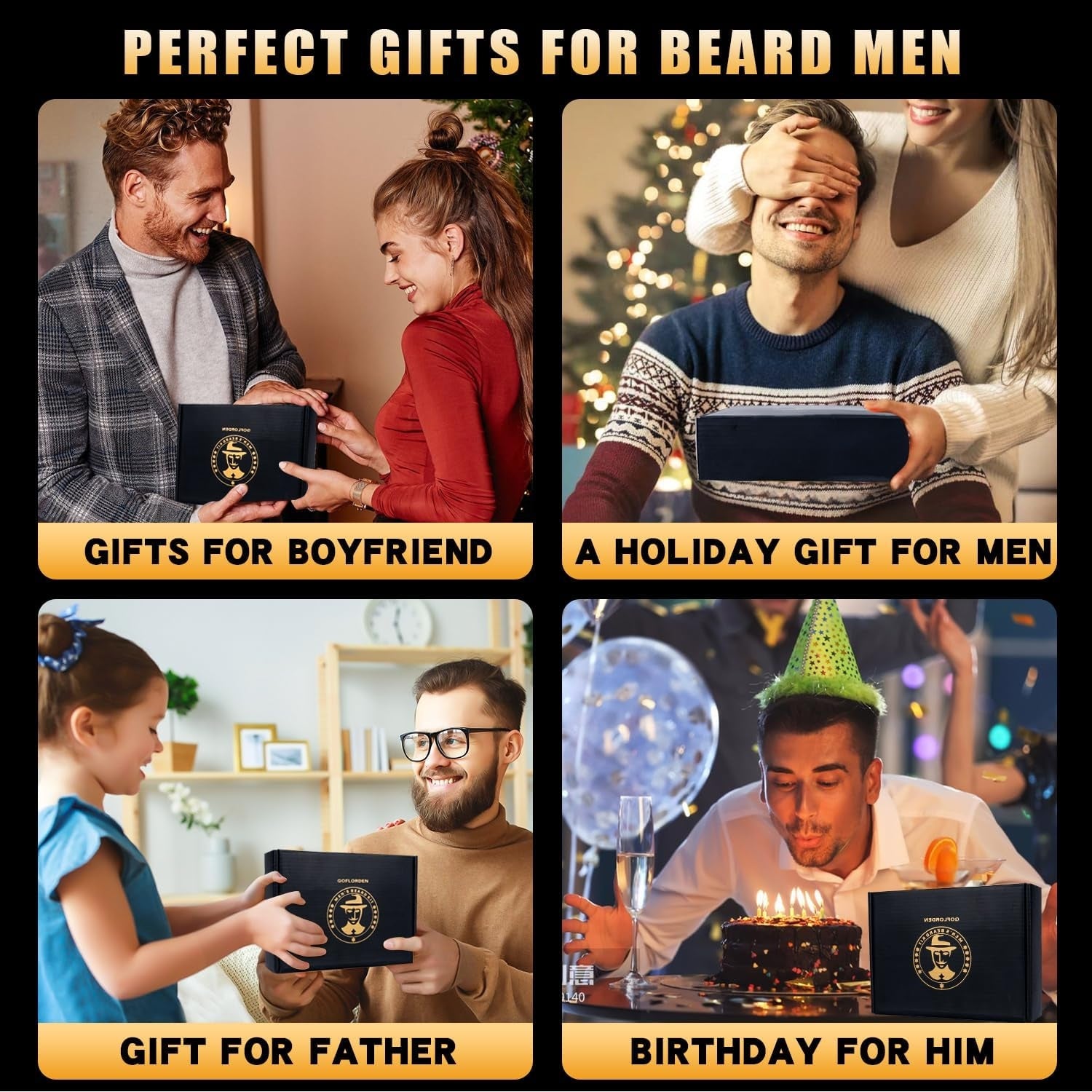 Bartwuchsset mit Bartroller und Bartpflege für Männer 2er Bartöl Balsam Shampoo Bürste Kamm Schere in Geschenkbox geburtstagsgeschenk für männer