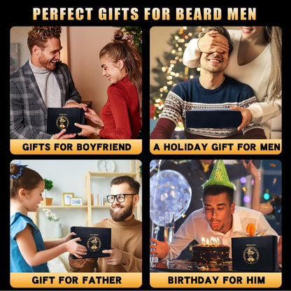Bartwuchsset mit Bartroller und Bartpflege für Männer 2er Bartöl Balsam Shampoo Bürste Kamm Schere in Geschenkbox geburtstagsgeschenk für männer