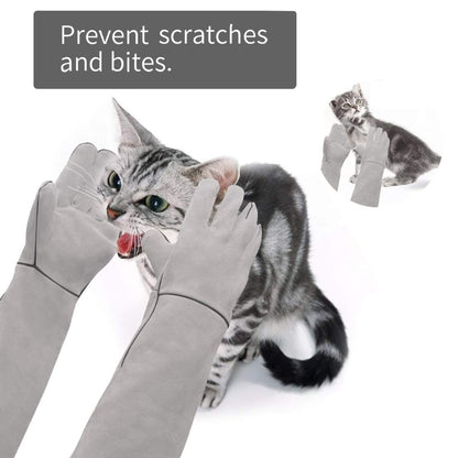 Mehrzweck-Anti-Biss-Handschuhe Langärmlige Gartenhandschuhe Punktfeste Kevlar Für Hund Katze Vogel Schlange Kaktus Rose Wasserdicht Sweatproof Grau