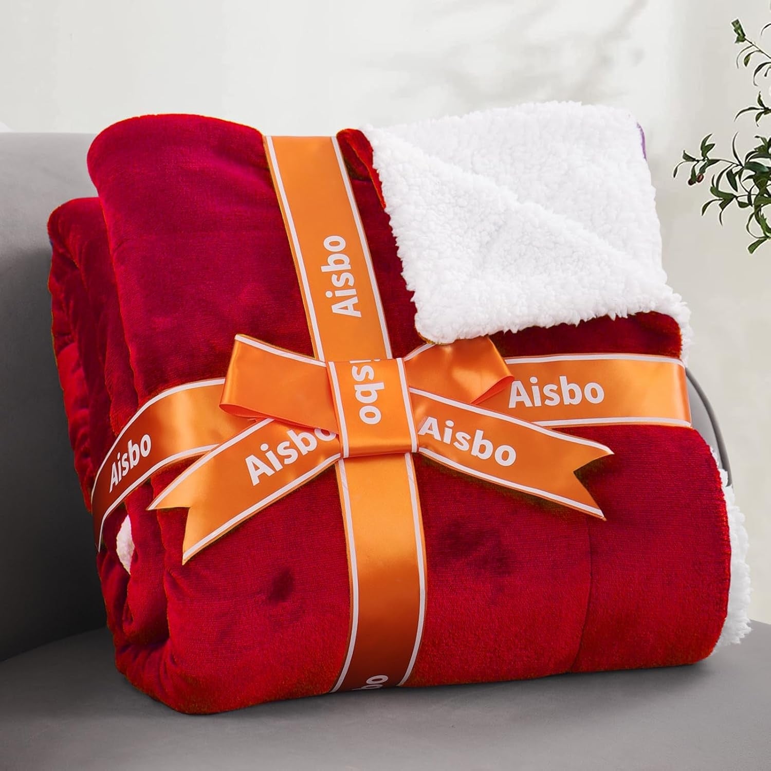 Kuscheldecke Flauschig Sherpa Rot 150x200cm Dicke Decke Extra Warm