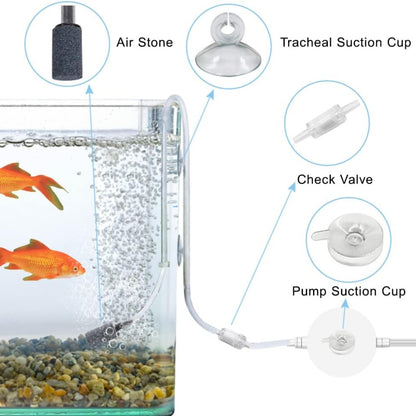 Super Leise 1W Aquarium Luftpumpe <35dB Effiziente Sauerstoffpumpe mit Rückschlagventil inklusive Luftschlauch Luftstein Saugnäpfe ruhige Umgebungen