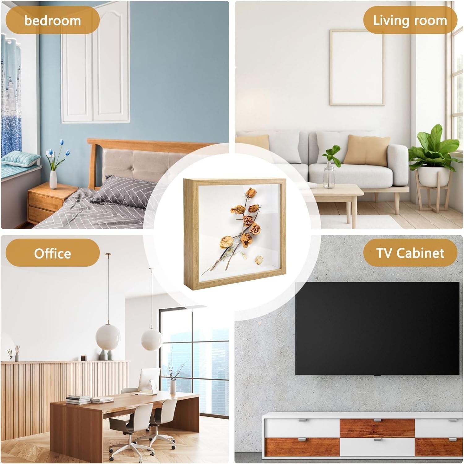Bilderrahmen 3D Holz 20x20 zum Befüllen Objektrahmen Glas Fotos Blumen DIY Erinnerungen Wanddeko Hohe Qualität Praktisches Design Geschenkidee