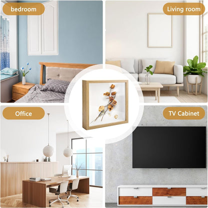 Bilderrahmen 3D Holz 20x20 zum Befüllen Objektrahmen Glas Fotos Blumen DIY Erinnerungen Wanddeko Hohe Qualität Praktisches Design Geschenkidee