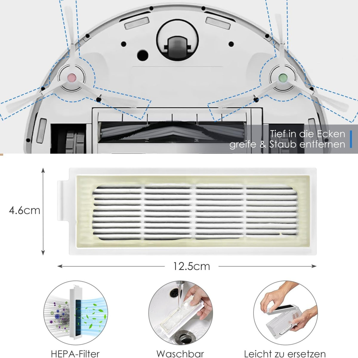 Komplettes Zubehörset für Ecovacs Deebot T20e OMNI T20 OMNI inkl. 6 antibakterielle Staubbeutel Mopp 1 Hauptbürste 2 Filter Saugroboter Ersatzteile