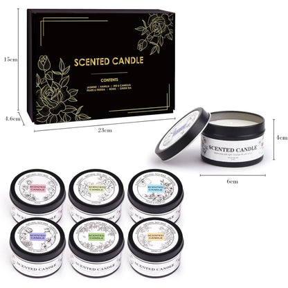 6er Premium Duftkerzen Geschenk Set für Frauen im Glas Lang anhaltender Duft