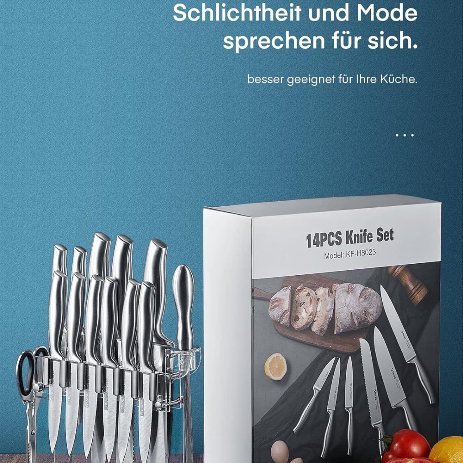 Küchenmesser Set 14 TLG Messer Set Messerblock mit Messer Edelstahl Professionel