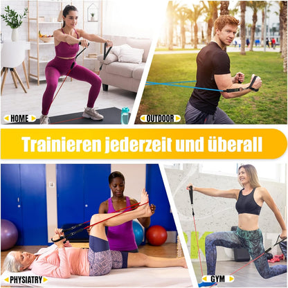 Resistance Bands Set Fitnessbänder 5 Stück mit Griff und Türanker