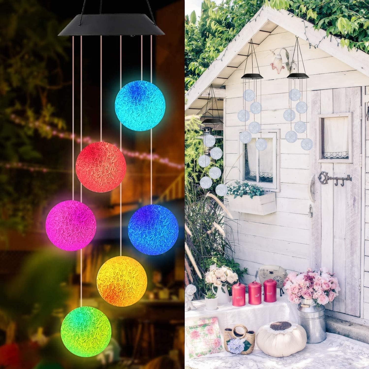 Osterdeko LED Kugel Solar Windspiele Farbwechsel Solarlampe für Garten Baum Terrasse Deck Hof Rasen Balkon Energiesparend Muttertagsgeschenk