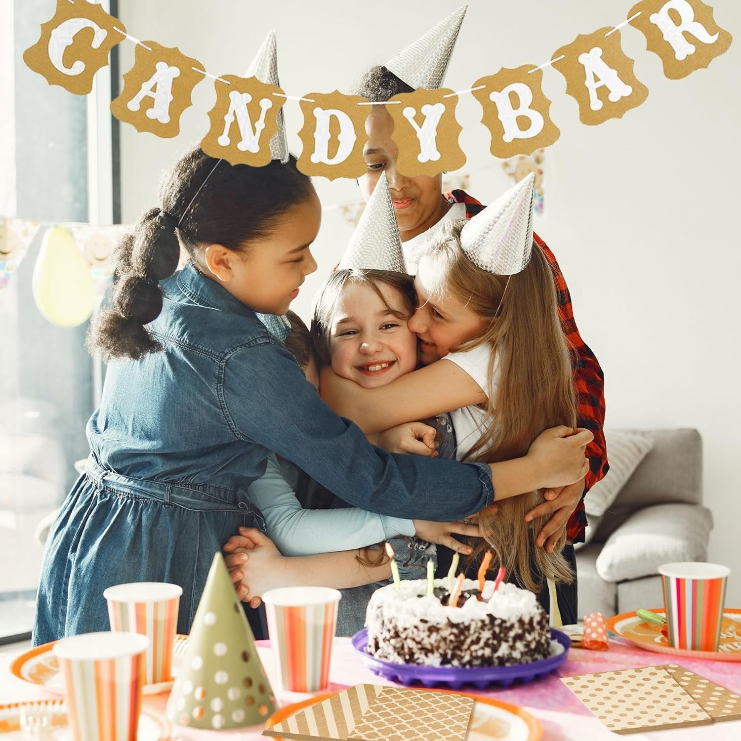 71 Stück Candybar Zubehör Set mit Tüten Sticker Zangen Schaufeln und Girlande