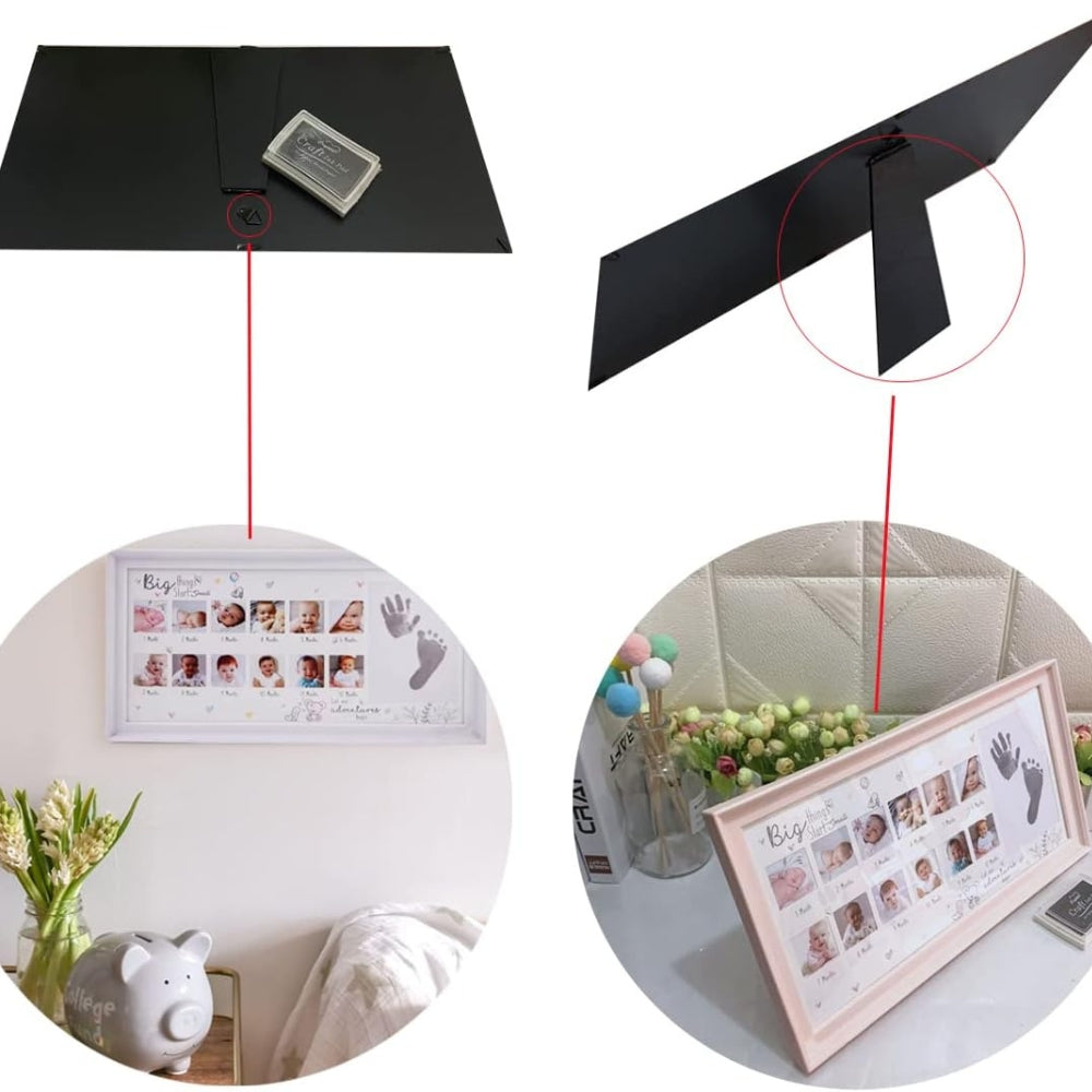 Baby Handabdruck und Fußabdruck Fotorahmen Jubiläum Wachstumsrekord Babygeschenke Fotorahmen mit Das Stempelkissen Rosa