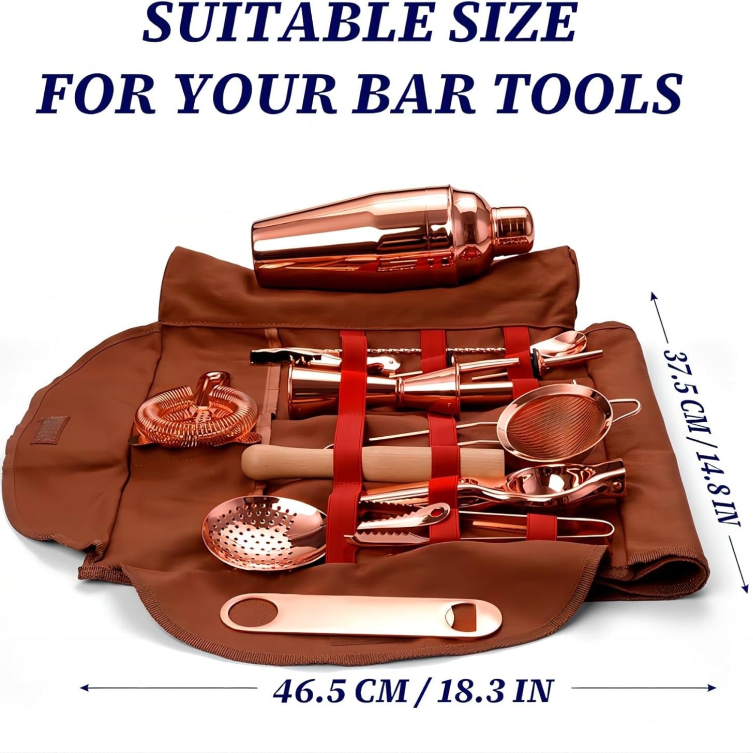 Hochwertiges Cocktail Shaker Set mit Tasche 17-Teiliges Kupfer Bar Werkzeug Tragbare Bar Tasche Schultergurt für Cocktailherstellung Geschenkbox