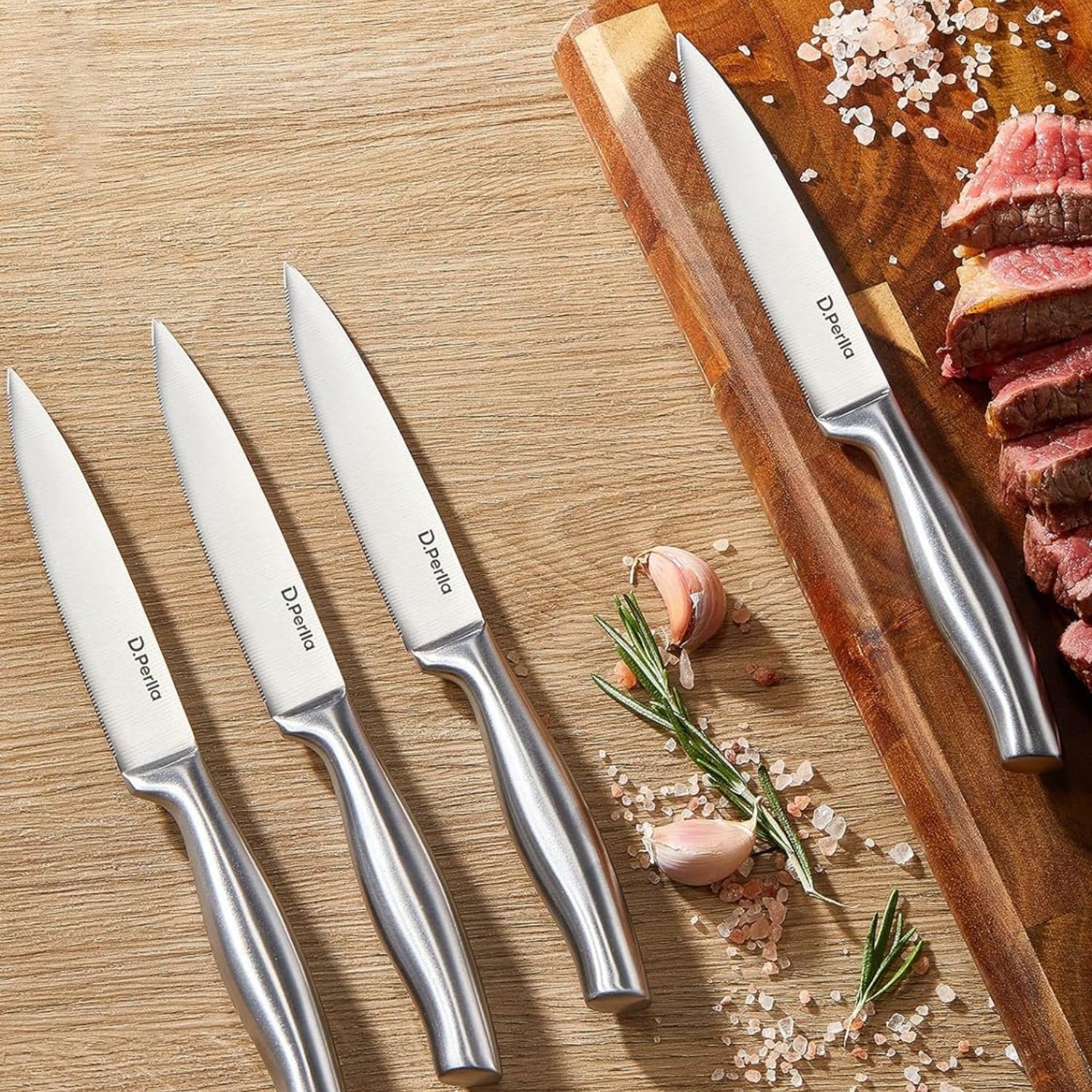 Messerblock mit Messer Steakmesser Set 9-teiliges gezahnte Klingen