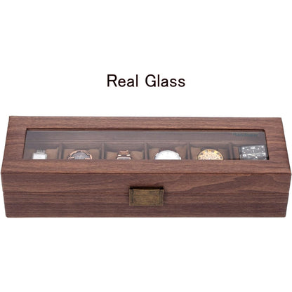 Vintage Uhrenaufbewahrungsbox für 6 Uhren aus Kunstleder mit Holzmuster Elegantes Design Perfekt für Uhrensammler