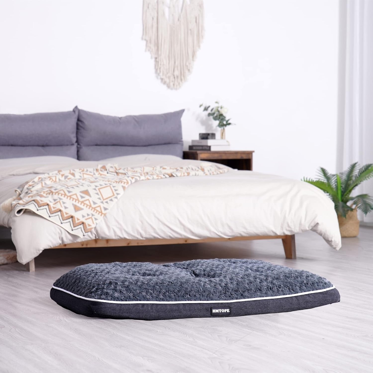 Hundematte für große Hunde 105cm waschbar rutschfest Hundebett dunkelgrau