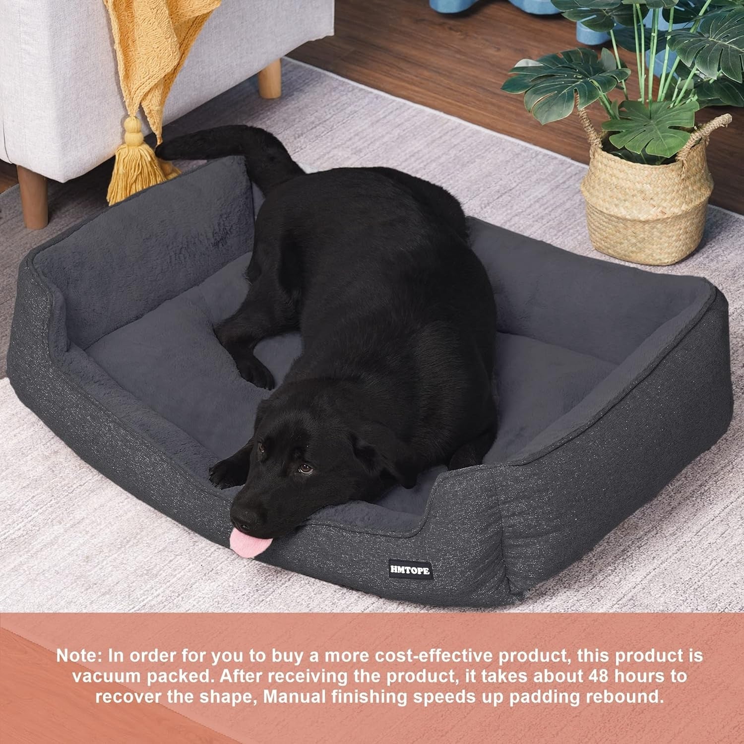 Hochwertiges Hundebett Hundekissen Hundesofa waschbar 110x86x26 cm dunkelgrau