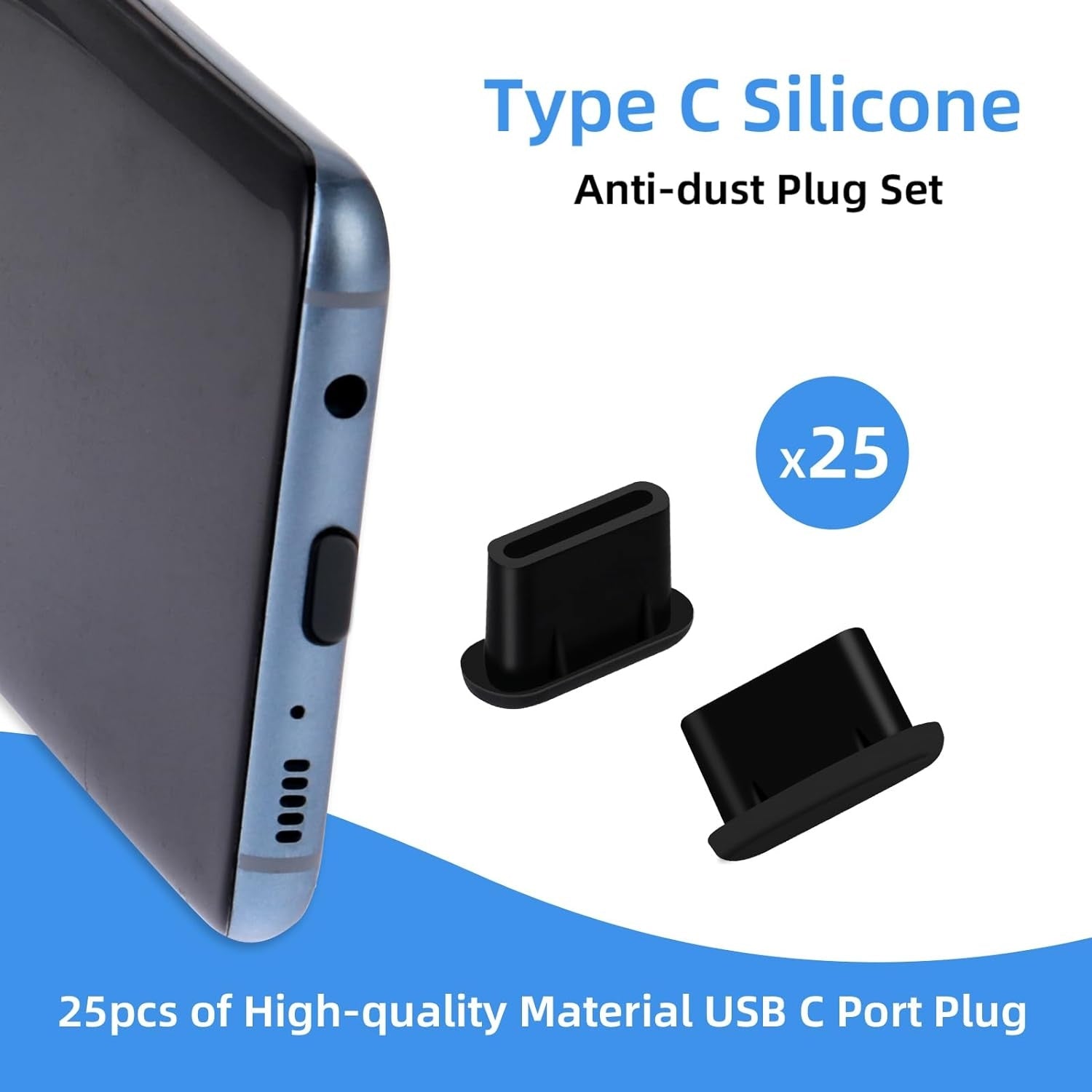25 Stück Handy Staubstecker Silikon USB C Staubschutz Schwarz Telefon Ladeanschluss Abdeckung Kompatibel mit USB C stecker Handy Und Tablet Must Have