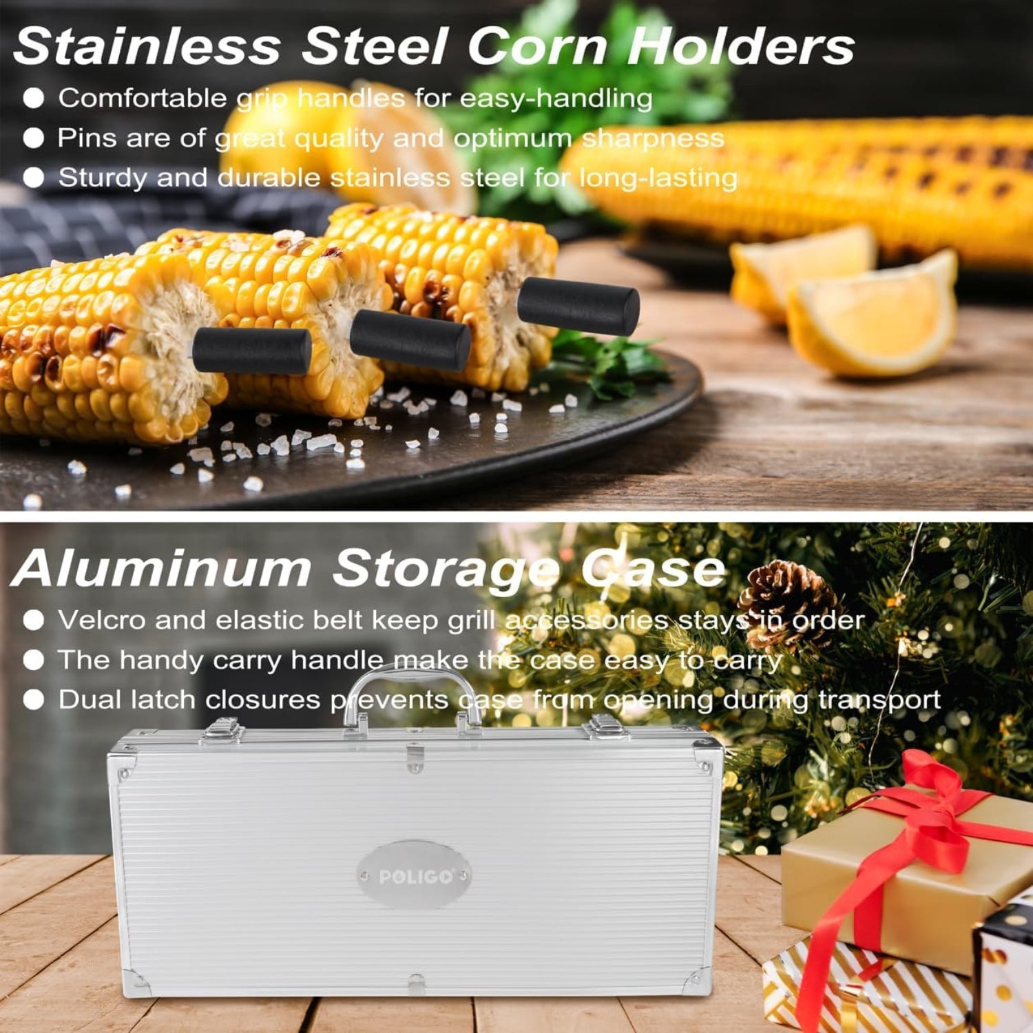 Grillbesteck Set 21 Teilig im Koffer Edelstahl Grillzubehör Perfektes Geschenk