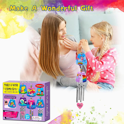 Windspiel Bastelset für Kinder DIY Malset Handarbeit Kreativ Geschenk Mädchen Jungen mit Farben und Pinsel Perfektes Geburtstagsgeschenk ab 6 Jahre