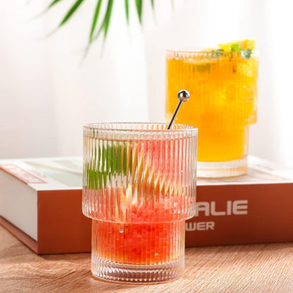 Mini Longdrinkgläser 200ml mit Glasstrohalme und Bürste 4stk Vintage