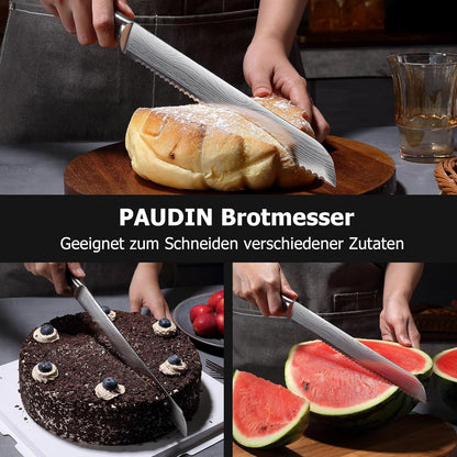 26 cm Langes Brotmesser mit Wellenschliff Edelstahl Küchenmesser