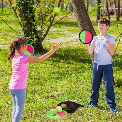 Klettballspiel Outdoor Spielzeug Fangballspiel 4 Fangscheiben 4 Bälle Kinder