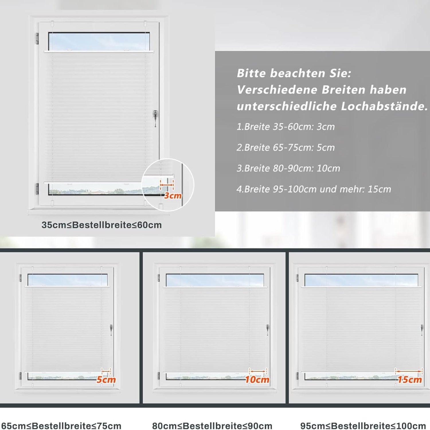 Plissee Klemmfix 40x120cm Weiß Jalousie ohne Bohren Klemmrollos für Fenster