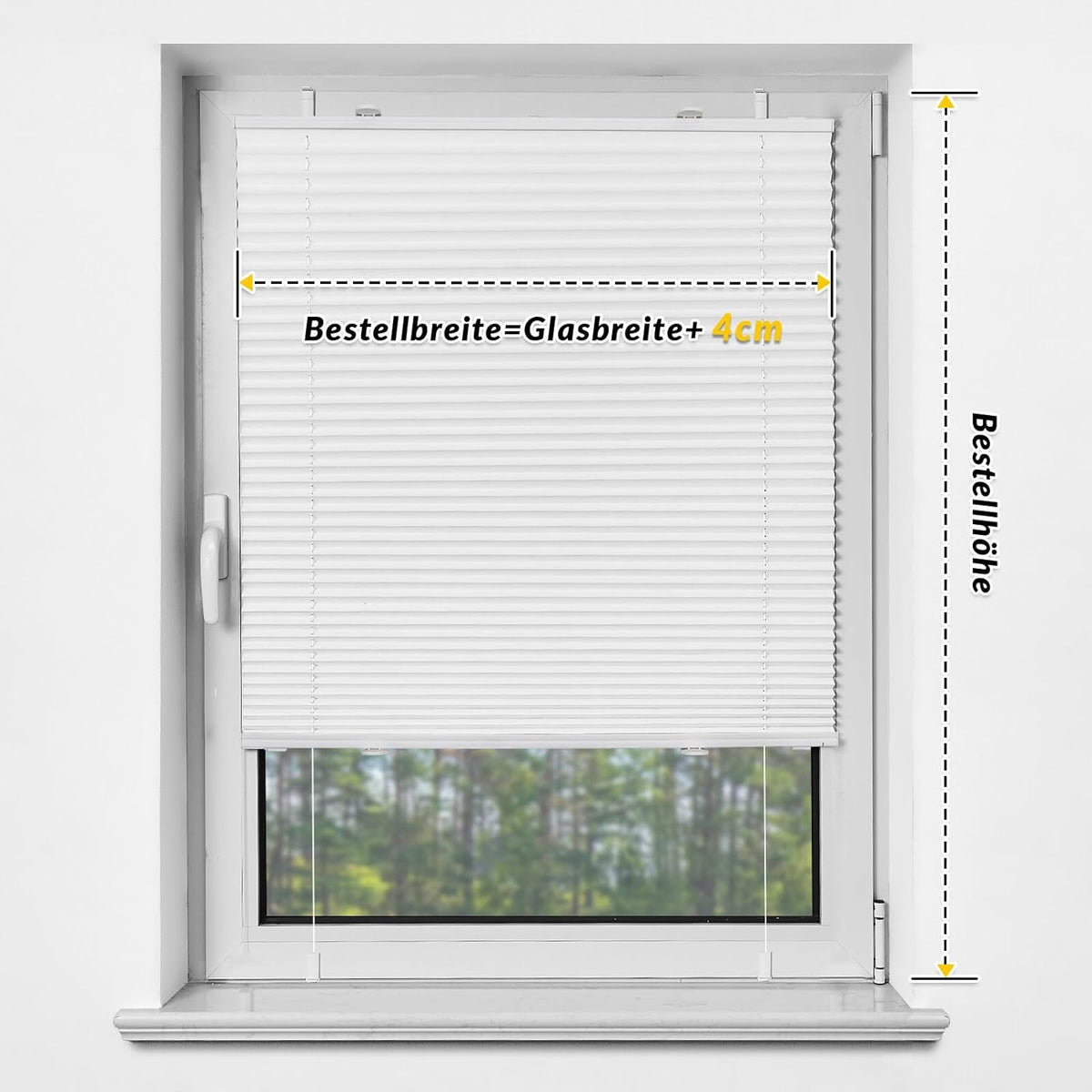 Plissee ohne Bohren Verdunkelung Rollos für Fenster ohne Bohren Thermo 80x230cm