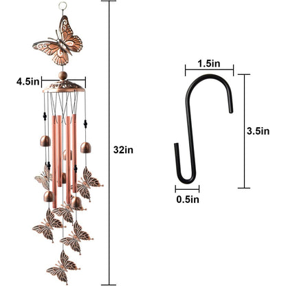 Schmetterling Windspiele für Draußen Hängend Handgefertigt mit Messingrohren Glücksperlen Ideal als Geschenk für Familie Freunde Rasengarten