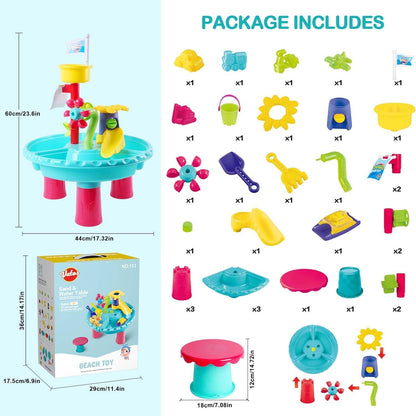 Wasserspieltisch Wasserspielzeug Kinder 3 in 1 Sand Wassertisch 31 Stück Set
