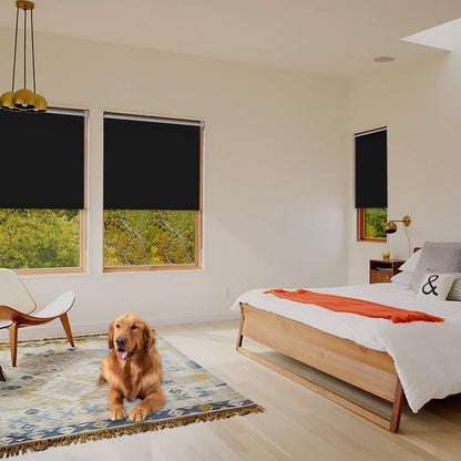 Verdunkelungsrollo ohne Bohren 60x150cm Schwarz Rollos für Fenster Thermorollo