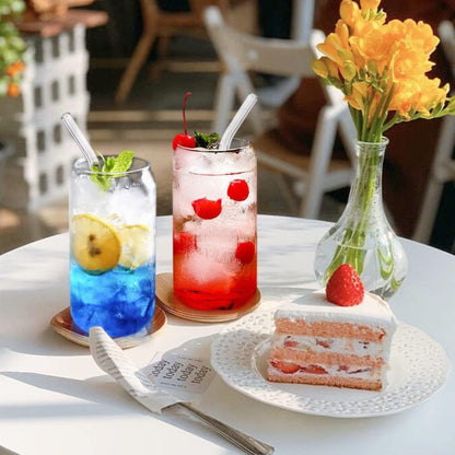 XL Vintage Cocktailgläser mit Deckel 550ml mit Glasstrohalme und Bürste 4stk