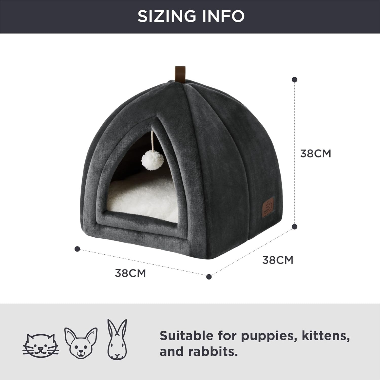 Katzenhöhle große Katzen Dunkelgrau Faltbare Katzenbett waschbar 38x38x38cm