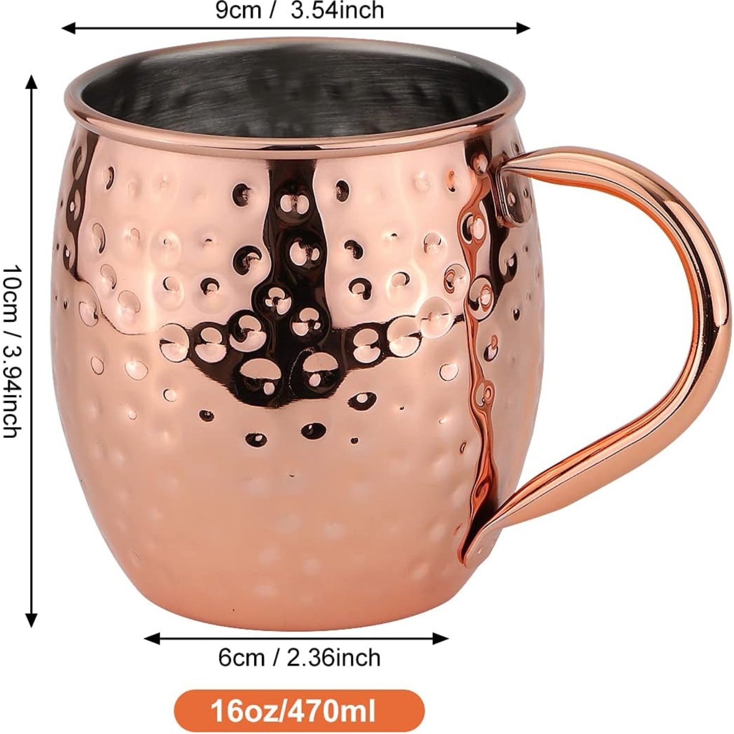 Moscow Mule Cocktail Kupferbecher Set 4 Stück 16 oz Handgefertigt mit Strohhalmen Untersetzer Jigger Geschenkbox Perfekt für Cocktails