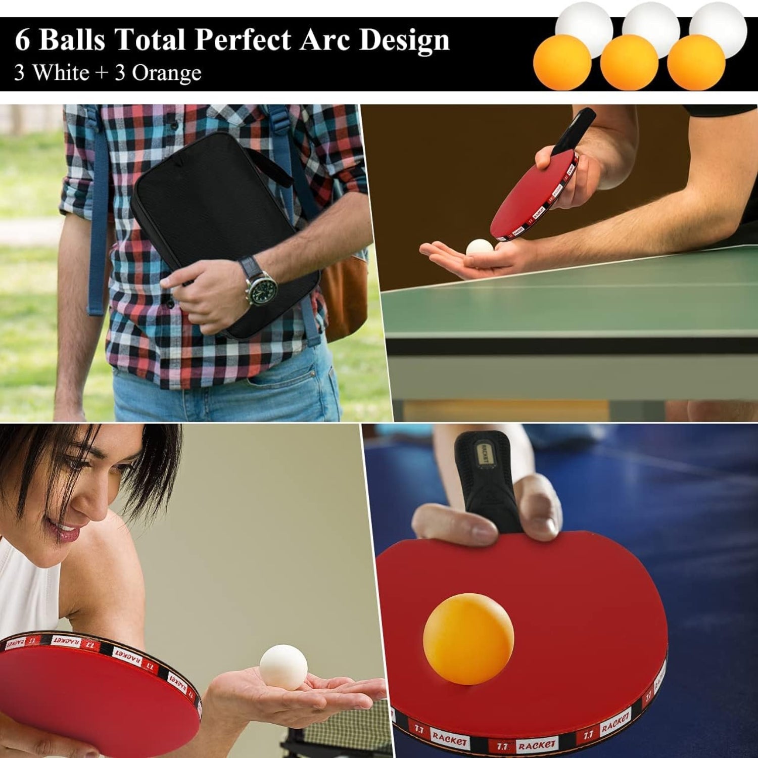 Tischtennisschläger Set mit Tischtennisnetz Tischtennis Set 2 Schläger 6 Bälle
