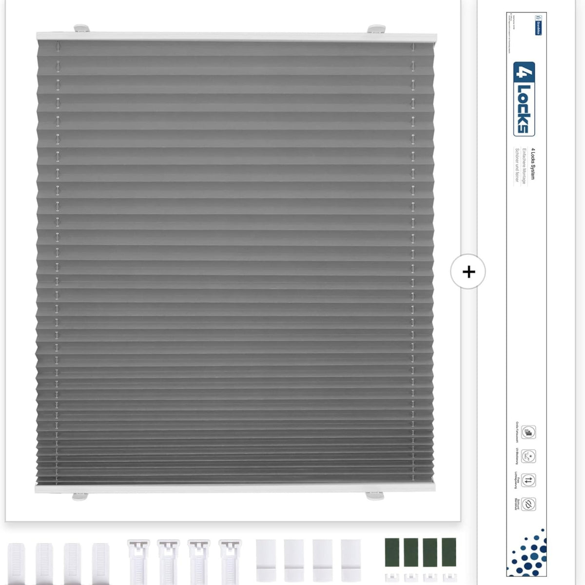Plissee ohne Bohren Verdunkelung Klemmfix Grau 80x220cm Thermo Plissee