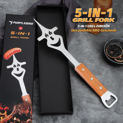 Multifunktionale 5-in-1 Fleischgabel Grillgabel Grill Geschenke für Männer