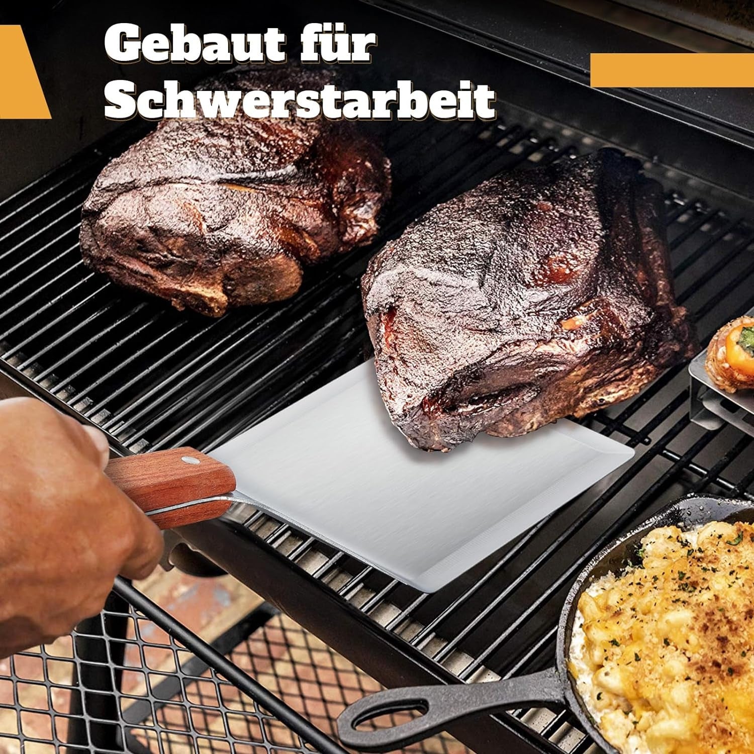 Edelstahl Plancha Set Grillspachtel mit Groß Wender Grillzubehör Männer Geschenk