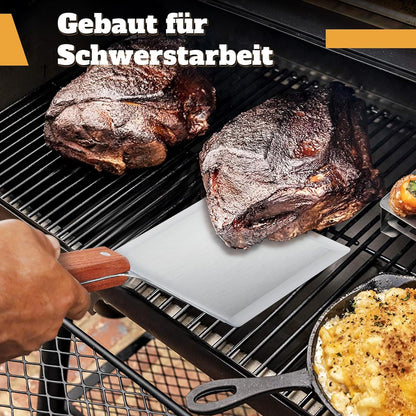 Edelstahl Plancha Set Grillspachtel mit Groß Wender Grillzubehör Männer Geschenk