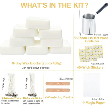 DIY Kerzen Gießen Set 480g Sojawachs Kerzenherstellung Kit Erwachsene