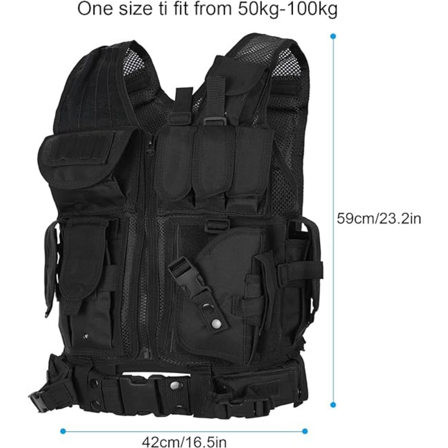 Airsoft Weste Taktische Weste Herren mit Taschen für Jagd Angeln Camping