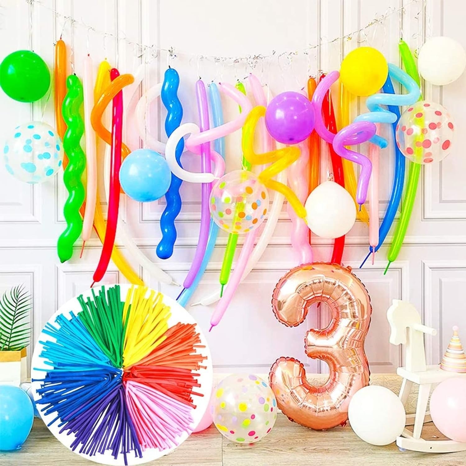 Modellierballons 200 Stück Magische Luftballons Lange Bunte Ballons Party Kit