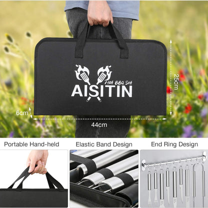 Vatertagsgeschenk 35tlg Grillbesteck Set Grill Geschenke mit Zubehör Edelstahl
